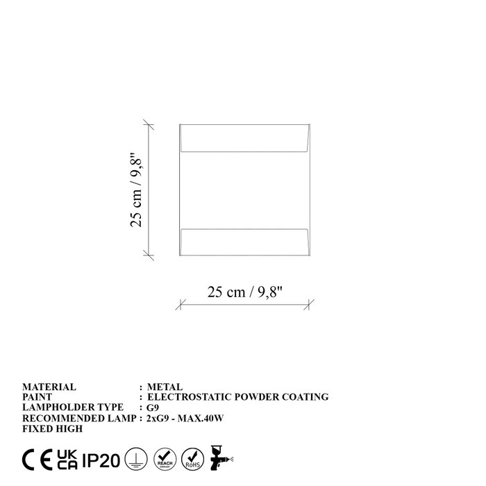 Opviq Bera - 15301 Lámpara de Pared de Metal Negra